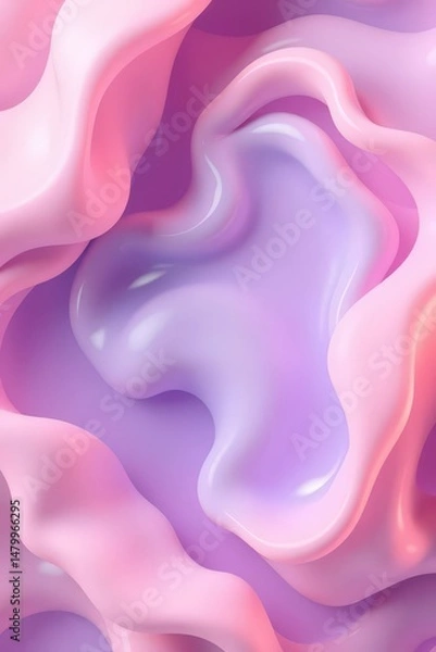 Obraz Abstract swirls of soft pink and purple fluid textures creating a dreamlike atmosphere in a modern artistic setting
