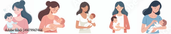 Obraz vector character woman carrying baby