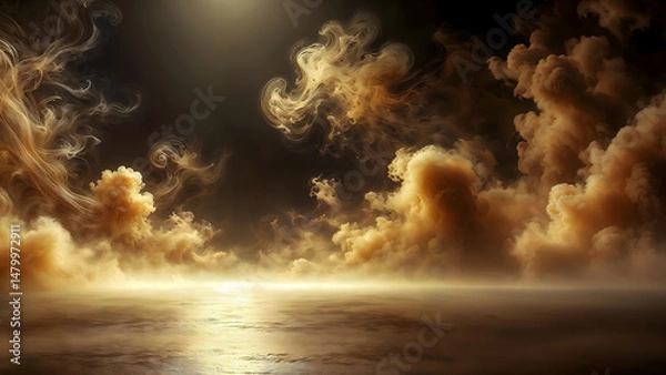 Fototapeta The last light of the world, cloud background and golden light.