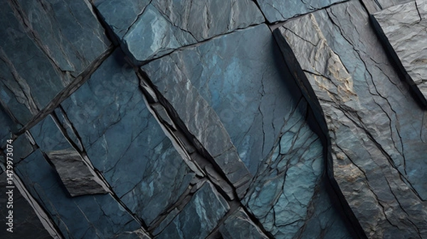 Obraz Dark blue granite stone texture high resolution natural marble surface background