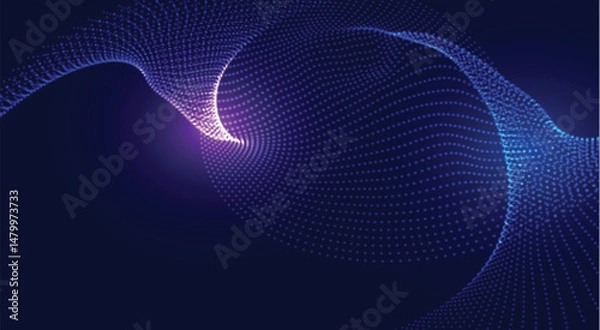 Fototapeta technology particles futuristic background with glowing lights