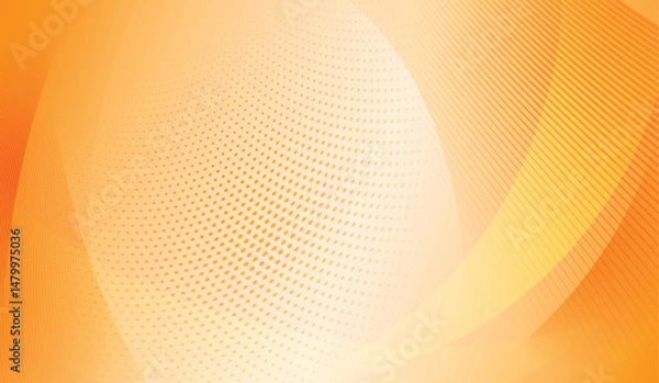 Fototapeta  abstract halftone background small dots wavy lines orange colors