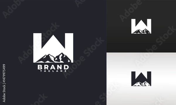 Obraz letter w and mountains logo