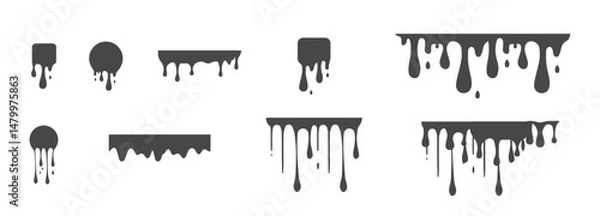 Fototapeta Dripping ink. Vector illustration. Liquid paint splash. Black dripping frames.