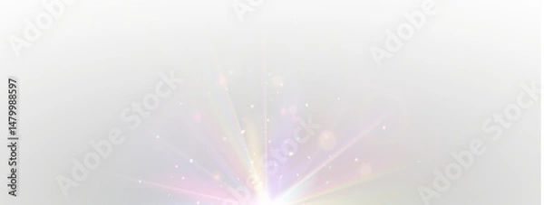 Fototapeta Png glowing diamond prism with rainbow light sparkle shine burst and crystal beam effect lens flare bokeh colorful background optical magic glare refraction