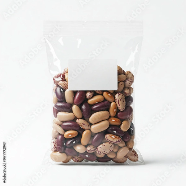Fototapeta Variety of dry beans packaged for easy storage and culinary use in a clean, minimalistic design