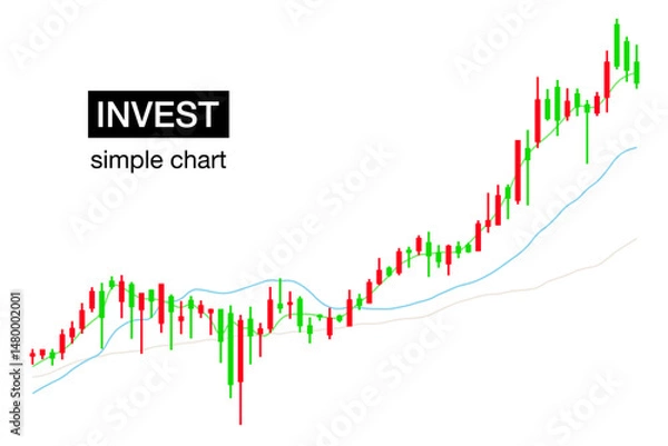 Obraz シンプルな株価投資のグラフチャートイメージ、ベクター背景画像