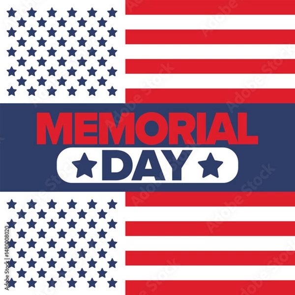 Fototapeta Memorial Day in United States. Remember and Honor. Federal holiday for remember and honor persons who have died while serving in the United States Armed Forces. Celebrated in May. Vector poster