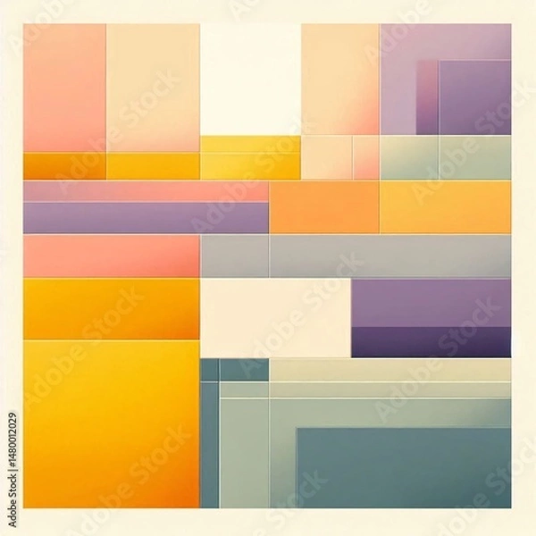 Obraz abstract background with colorful geometric shapes, retro colors, square format