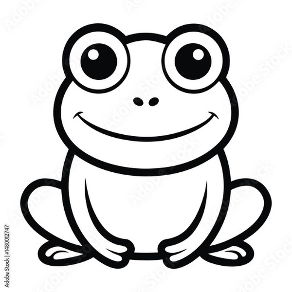 Fototapeta A Cute Cartoon Style Frog With Large Expressive Smile