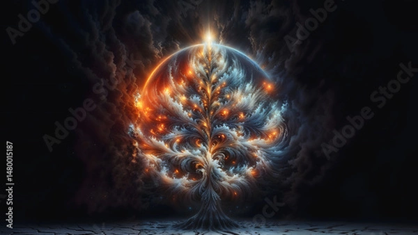 Fototapeta Graphic image Tree of life, beautiful background.