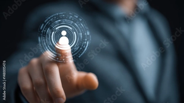 Fototapeta Digital Identity, Tech, Person, Interface, Future, Innovation, Cyber, Network, System,  Technology, Data,  Information,  Security,  Privacy,  Digital,  World,  Global,  Online,  Internet,  Web