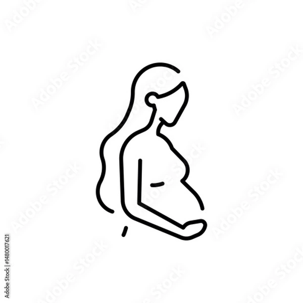 Fototapeta Pregnant woman linear icon. Line customizable illustration. Contour symbol. Vector isolated outline drawing. Editable stroke