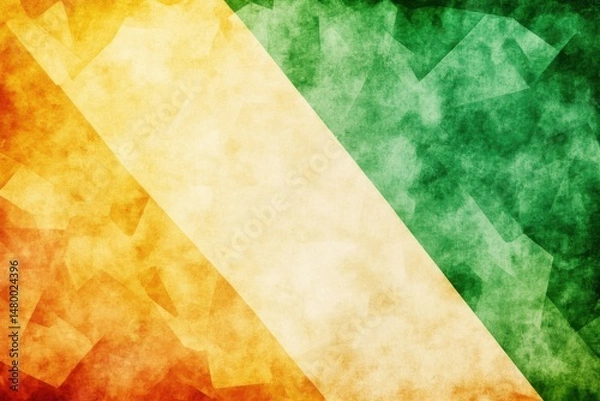 Fototapeta Abstract Grunge Background of Orange White and Green Stripes Texture Design for Irish Flag or Ivory Coast Flag