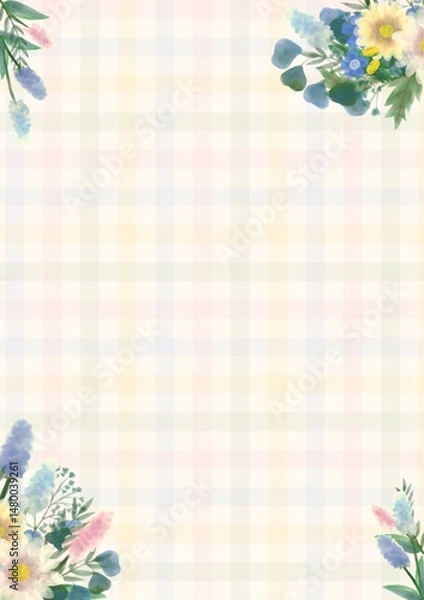 Fototapeta background with flowers blank card greeting illustration