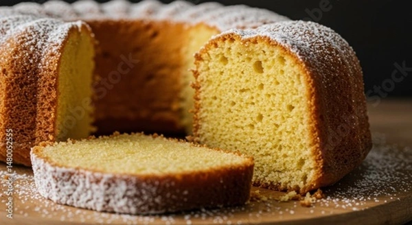 Fototapeta Delicious homemade pound cake dusted with powdered sugar perfect for any occasion pure indulgence