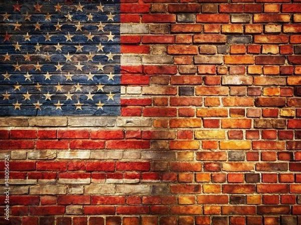 Obraz Aged Brick Wall Labor Day Background - Rustic Texture with Copy Space for Text