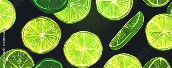 Fototapeta Deep Olive Background Wallpaper with Neon Lemon Lime Light