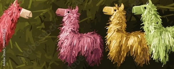 Fototapeta A Deep Olive Background Wallpaper with Piñatas