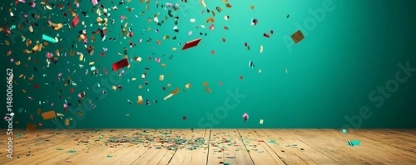 Fototapeta Deep Olive Background Wallpaper with Table Confetti