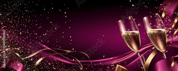 Fototapeta Deep Plum Background Wallpaper with Champagne
