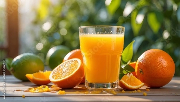 Obraz Refreshing Morning: Freshly Squeezed Orange Juice