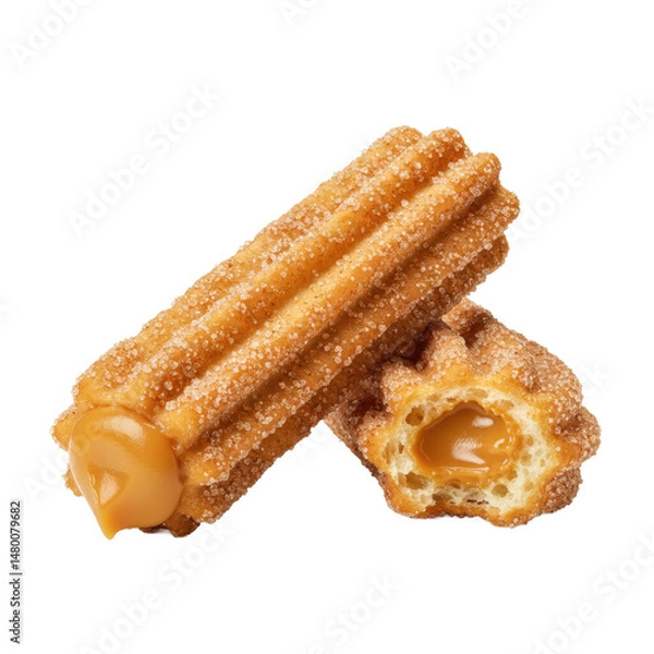 Obraz Churros Filled with Dulce de Leche on White Background