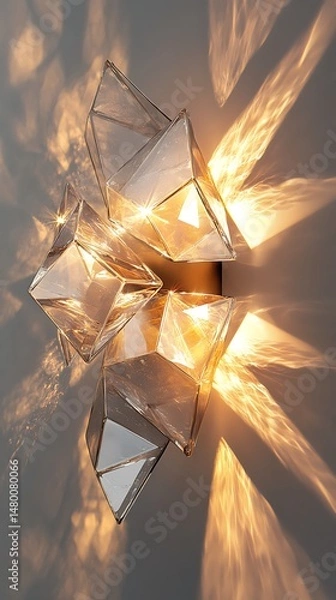Obraz Contemporary geometric crystal wall light fixture casting striking light patterns