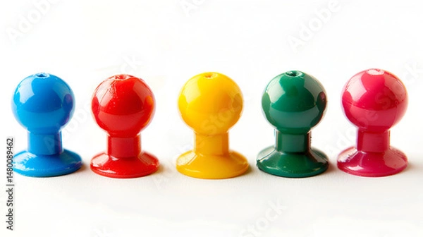 Obraz set of colorful push pins isolated on white background ,Colored Pushpins on white background ,set of colorful push pins isolated on white background.