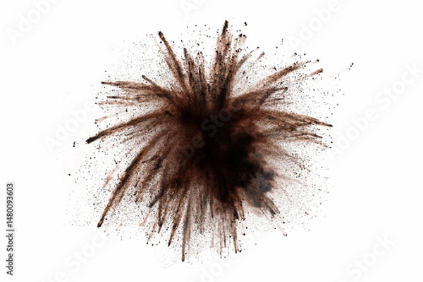 Fototapeta abstract brown powder splatted background,Freeze motion of color powder exploding and throwing color powder, color texture on white background