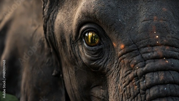Obraz The elephant has a large eye with a yellow iris