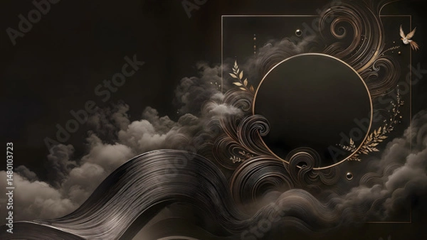 Fototapeta Black background with fog for website and product presentation.