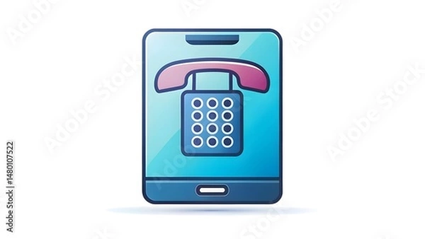 Fototapeta Modern Phone Icon with Glowing Customer Interaction Elements