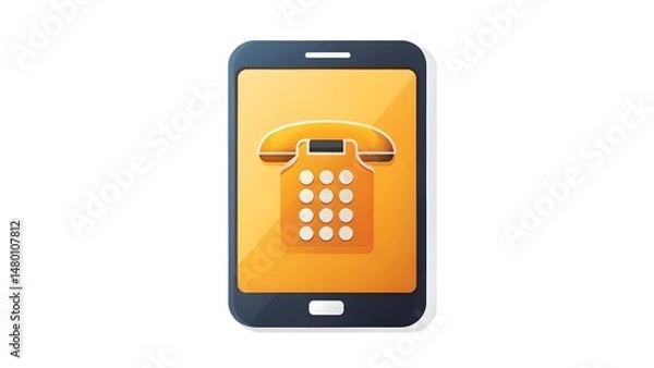 Fototapeta Modern Phone Icon with Glowing Customer Interaction Elements