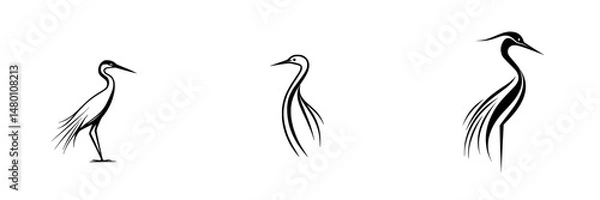 Fototapeta Elegant vector illustration of herons showcasing different postures in a minimalist style