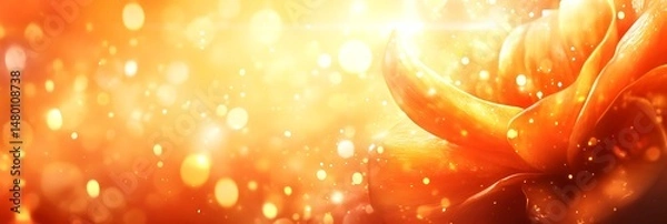 Obraz Warm-toned abstract image, glowing flower petals, bokeh background