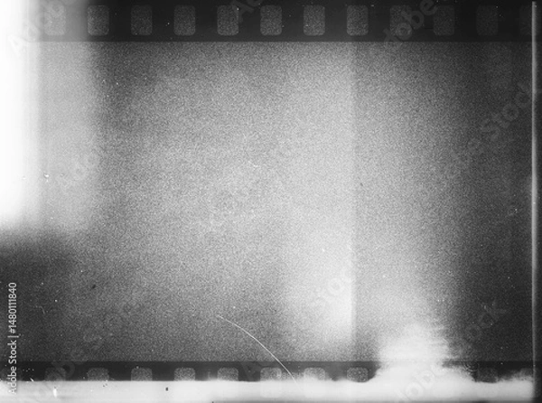 Fototapeta 80's negative photo film with grain scratches dust, film grain  photo overlay background, light leaks texture effect. Grainy negative photo film textures