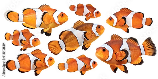 Obraz Various clownfish isolated on transparent background