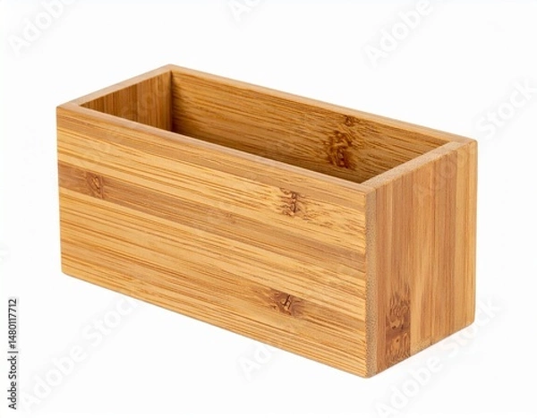 Fototapeta Wooden rectangular container with natural wood grain and hollow center