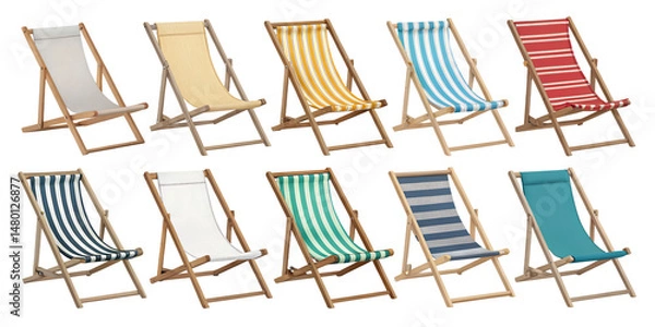 Obraz Various beach chairs isolated on transparent background