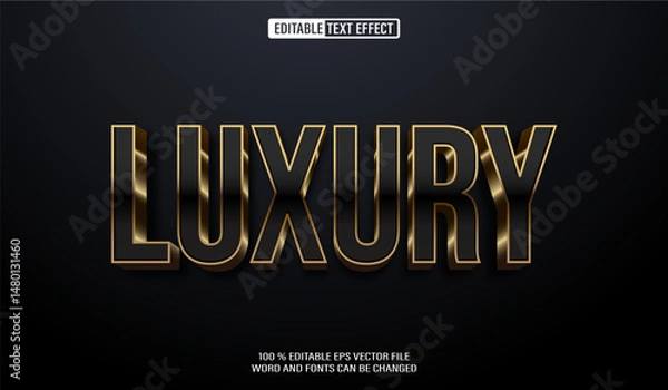Fototapeta Editable 3d text style effect - Black Golden Luxury text effect Template