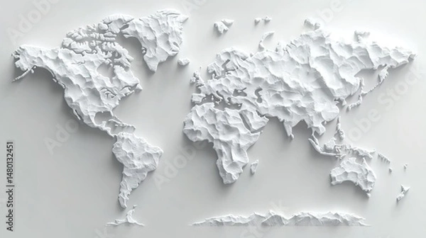 Fototapeta 3D Topographical World Map