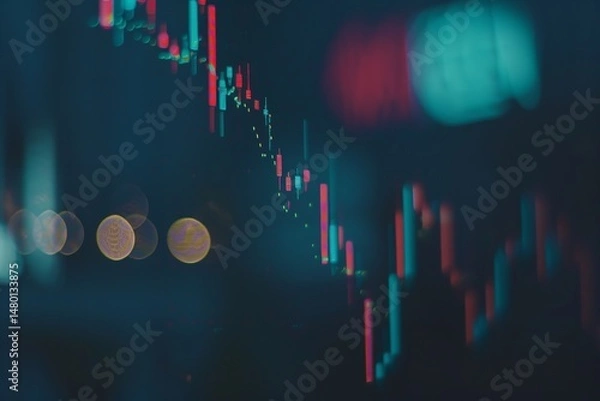 Obraz Finance worldwide, macro overview of the stock market circumstance, funding crypto currency chart for trading, Generative AI.