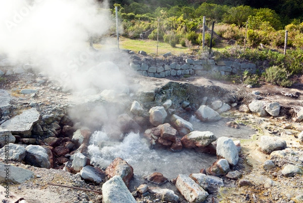 Fototapeta Geyser at the shore of Lake Furnas, São Miguel, Azores