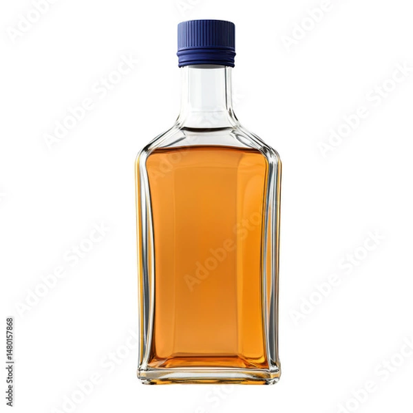 Obraz Whiskey bottle with blue cap isolated on transparent background