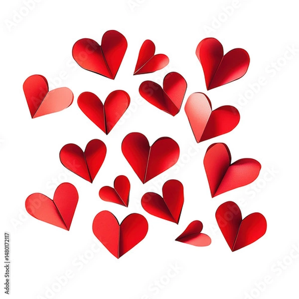 Obraz Red paper hearts isolated on transparent background
