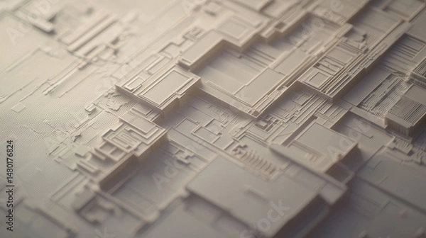 Fototapeta Abstract, intricate, and textured geometric surface with raised and recessed layers