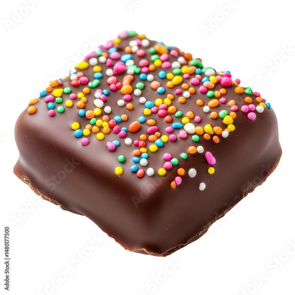 Obraz Chocolate brownie with sprinkles isolated on transparent background