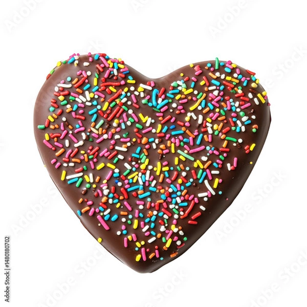 Obraz Chocolate heart with sprinkles isolated on transparent background
