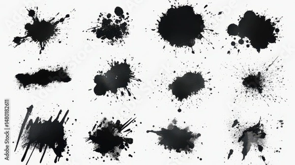 Fototapeta Black Ink Splatter Collection  Abstract Art Design Elements